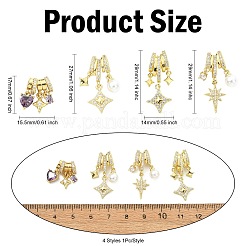 4 шт. 4 цвета латунные подвески с микропаве и кубическим цирконием&nbsp;FIND-CJ0005-24