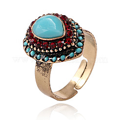 Кольца из цинкового сплава со стразами и смолой&nbsp;FS-WGCEC00-02