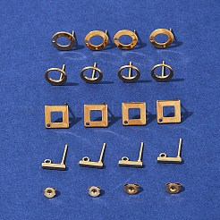 16 шт. 4 стиля фурнитуры для сережек-гвоздиков из нержавеющей стали 304&nbsp;STAS-FS0001-83G