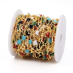 Цепи ручной работы из латуни с эмалированными звеньями CHC-F011-16-G