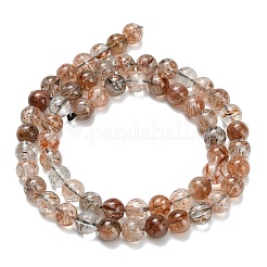 Нити бусин из рутилированного кварца из натурального черного золота&nbsp;G-L642-B09-6mm