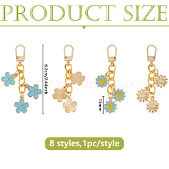 8 шт. эмалированные цветочные застежки-молнии из сплава&nbsp;HJEW-DC00094