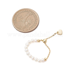 Регулируемые кольца из натурального жемчуга и латуни с серебром&nbsp;RJEW-JR00964