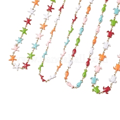 Цепочки-колье из нержавеющей стали Ocean 304 с разноцветной эмалью в виде морской звезды&nbsp;NJEW-JN05806