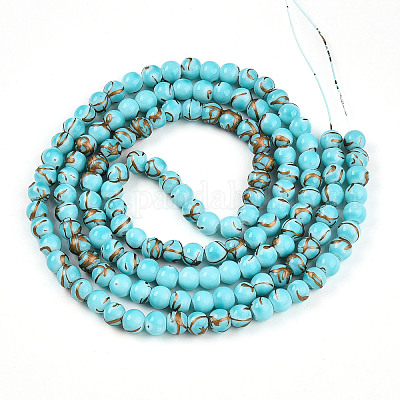 Выпечка окрашенные стеклянные бусины пряди DGLA-N010-6mm-03-1