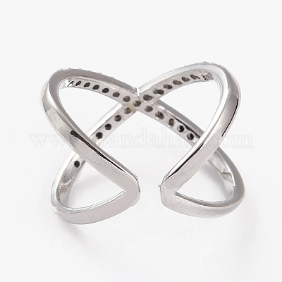 Латунные микро проложить манжеты кольца кубического циркония&nbsp;LS-RJEW-C101-13G-C-1