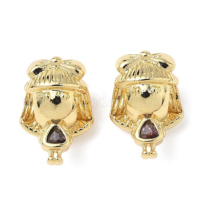 Девушка латунные кубические цирконии европейские бусины KK-Q068-21A-G-1