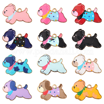 24шт 12 цвета подвески из цинкового сплава с эмалью&nbsp;ENAM-SC0007-28-1