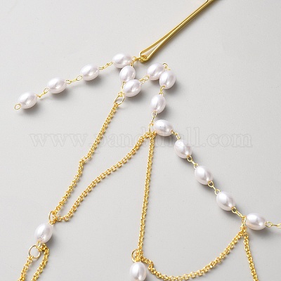 Цепочка для волос из латуни со стразами&nbsp;DIY-WH20050-34G-1