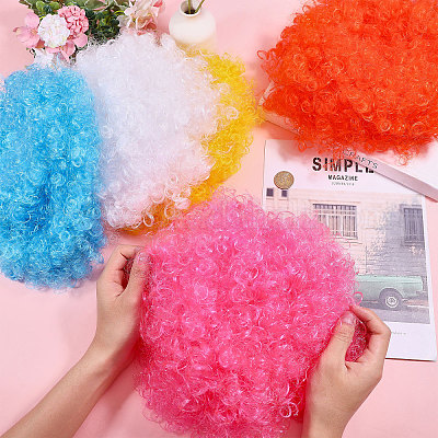 5 шт. 5-цветный синтетический неоновый афро-парик для Хэллоуина&nbsp;AJEW-CA0005-15-1