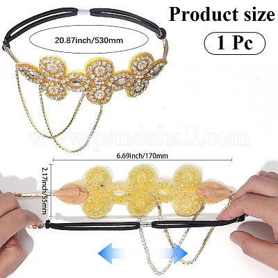 Цветок полиэстер стразы и сплав пластика жемчуг кисточка цепочка аксессуары для волос&nbsp;OHAR-WH20020-02G-1