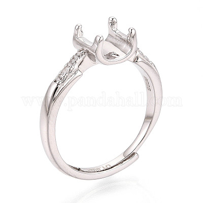 Позолоченное родием 925 стерлинговое серебро с микропаве из кубических цирконий помолвочное кольцо-солитер&nbsp;STER-N016-74P-1