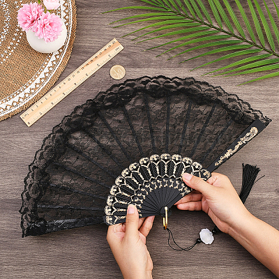 1шт пластиковый и тканевый вентилятор&nbsp;AJEW-SP0003-76-1