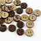 2-Hole Flat Round Coconut Buttons, Coconut Brown, 15x3mm, Hole: 2mm
