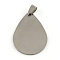 Non-Tarnish 201 Stainless Steel Teardrop Stamping Blank Tag Pendants, with Snap on Bails Clasps, One Side Polishing, Stainless Steel Color, 38x27x1mm, Hole: 7x3.5mm