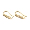 Brass Micro Pave Clear Cubic Zirconia Earring Hooks, Cadmium Free & Nickel Free & Lead Free, Ear Wire, with Horizontal Loops, Real 18K Gold Plated, 17x9x2.5mm, Hole: 1.8mm, Pin: 0.8mm