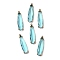 Brass Glass Pendants, Teardrop, Faceted, Golden, Aqua, 33x8.5x5mm, Hole: 1.4mm