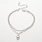 Tibetan Style Heart Charm Anklets, with Iron Chains and Zinc Alloy Lobster Claw Clasps, Platinum, 230mm