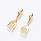 Brass Pendants, Nickel Free, Fork, Real 18K Gold Plated, 16.5x4.5x3mm, Hole: 1.5mm