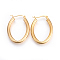 201 Stainless Steel Hoop Earrings, with 304 Stainless Steel Pin, Hypoallergenic Earrings, Oval, Golden, 34x25x4mm, Pin: 1mm