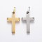 304 Stainless Steel Pendants, Cross, Mixed Color, 25x15x3mm, Hole: 3.5x7mm