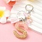 Resin & Acrylic & Faux Suede Tassel Keychain, with Alloy Clasp and Iron Rings, Letter S, 9.5cm