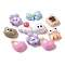 Heart/Bear/Flower Cartoon Opaque Resin Decoden Cabochons, Mixed Shapes, Mixed Color, 9~13x12~16x7~8mm