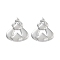 Hollow Teardrop Brass Stud Earrings, Long-Lasting Plated, Lead Free & Cadmium Free, Platinum, 24.5x22.5mm
