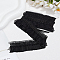 2.5Yards Satin Elastic Pleated Lace Trim, for Sewing and Bridal Wedding Decoration, with 1Pc Display Card, Black, 3 inch(75mm)
