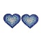 Heart Hotfix Rhinestone Iron on Patches, Costume Accessories, Sewing Craft Decoration, Blue, 61x70x2.5mm