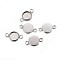 Non-Tarnish 304 Stainless Steel Cabochon Connector Settings, Plain Edge Bezel Cups, Flat Round, Stainless Steel Color, Tray: 6mm, 13.5x8x1.5mm, Hole: 1.5mm