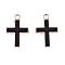 Alloy Enamel Pendants, Latin Cross, Golden, Black, 16.5x11x1.5mm, Hole: 1.5mm