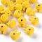 Acrylic Beads, Rubberized Style, Half Drilled, Rabbit, Gold, 19x16.5x14.5mm, Hole: 3.5mm