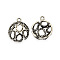 Brass Pendants, Hollow Half Round/Dome, Nickel Free, Antique Silver, 19x16x7mm, Hole: 2mm