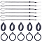 36Pcs Silicone Rings with 6Pcs Polyester Necklace Lanyard Anti-Loss Pendant Holder, for Pen, Phone, Badge Holder, Black, 2.35x2x0.55cm