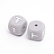Silicone Beads, Cube with Letter.T, Gray, 12x12x12mm, Hole: 2mm