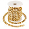 5M Aluminium Curb Chains, with Spool, Unwelded, Faceted, Golden, 12x9x3.5mm