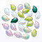 Glass Pendants, Tropical Leaf Charms, Mixed Color, 23.5x15x3.5mm, Hole: 1.5mm