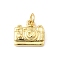 Brass Pendants, Camera Charms, Long-Lasting Plated, Lead Free & Cadmium Free, Rack Plating, with Jump Ring, Real 18K Gold Plated, 12x13x4mm, Hole: 3mm