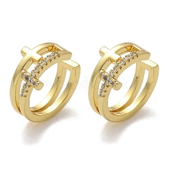 Латунные серьги-манжеты из прозрачного кубического циркония EJEW-F359-09G-03