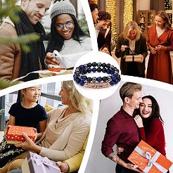 2шт. Набор из 2-х стильных браслетов из натурального тигрового глаза и драгоценных камней&nbsp;BJEW-SW00090