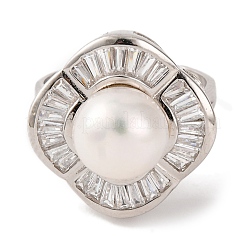 925 регулируемое кольцо из стерлингового серебра с прозрачным кубическим цирконием RJEW-C110-06P