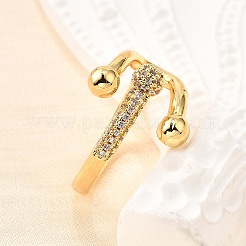 Латунные микро проложить манжеты кольца кубического циркония&nbsp;LS-RJEW-D308-03G-D