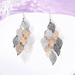 Серьги-подвески в форме листьев из нержавеющей стали 430&nbsp;EJEW-A137-10M