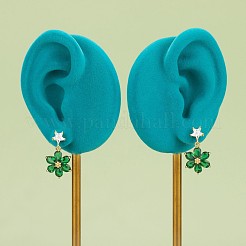 Латунные микро-паве прозрачные серьги-гвоздики из циркония&nbsp;KK-Z099-02G-04