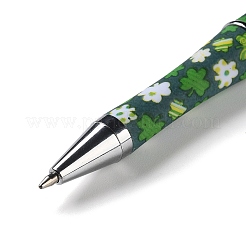 Пластиковые ручки из бисера с узором клевера&nbsp;AJEW-P115-01D