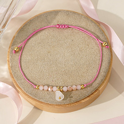 Браслеты из плетеных тканей с подвесками в виде стеклянных сердечек&nbsp;ZL0306