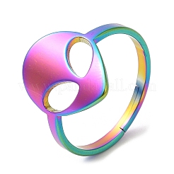 Ионное покрытие (IP) 304 нержавеющая сталь инопланетное лицо регулируемое кольцо для женщин&nbsp;RJEW-M149-13RC