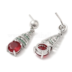 Серьги-гвоздики из латуни с покрытием в виде капли и стразами для женщин&nbsp;EJEW-D059-08P