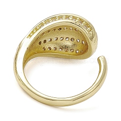 Стойка покрытие латунь микро паве кубический цирконий открытые манжеты кольца&nbsp;RJEW-K257-26G